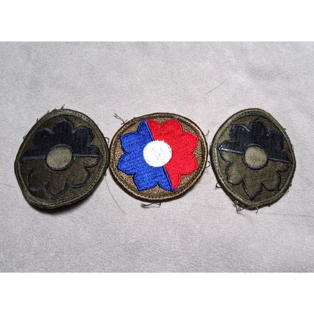 Vintage US Army 9th Infantry Division Shoulder Patches Lot Of 3 Color Subdued